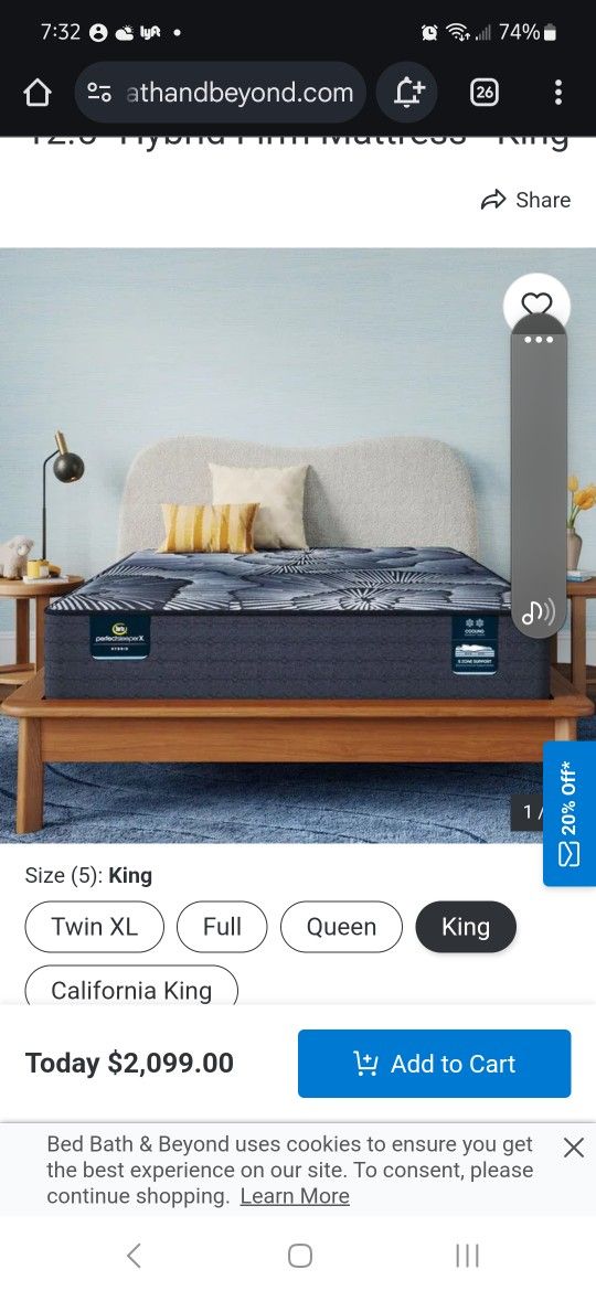 14"thick King Serta Perfect Sleeper Hybrid
