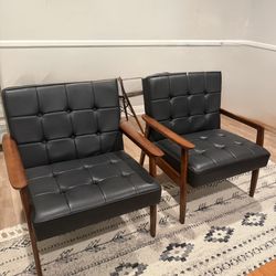 Pair of Black Faux Leather Chairs