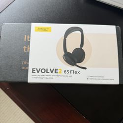 Brand New / Sealed - Jabra Evolve2 65 Flex Wireless Stereo Headset - Bluetooth, Noise-Cancelling ClearVoice Technology & Hybrid ANC - Certified for Mi