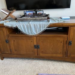 Wooden TV stand, desk & book shelf