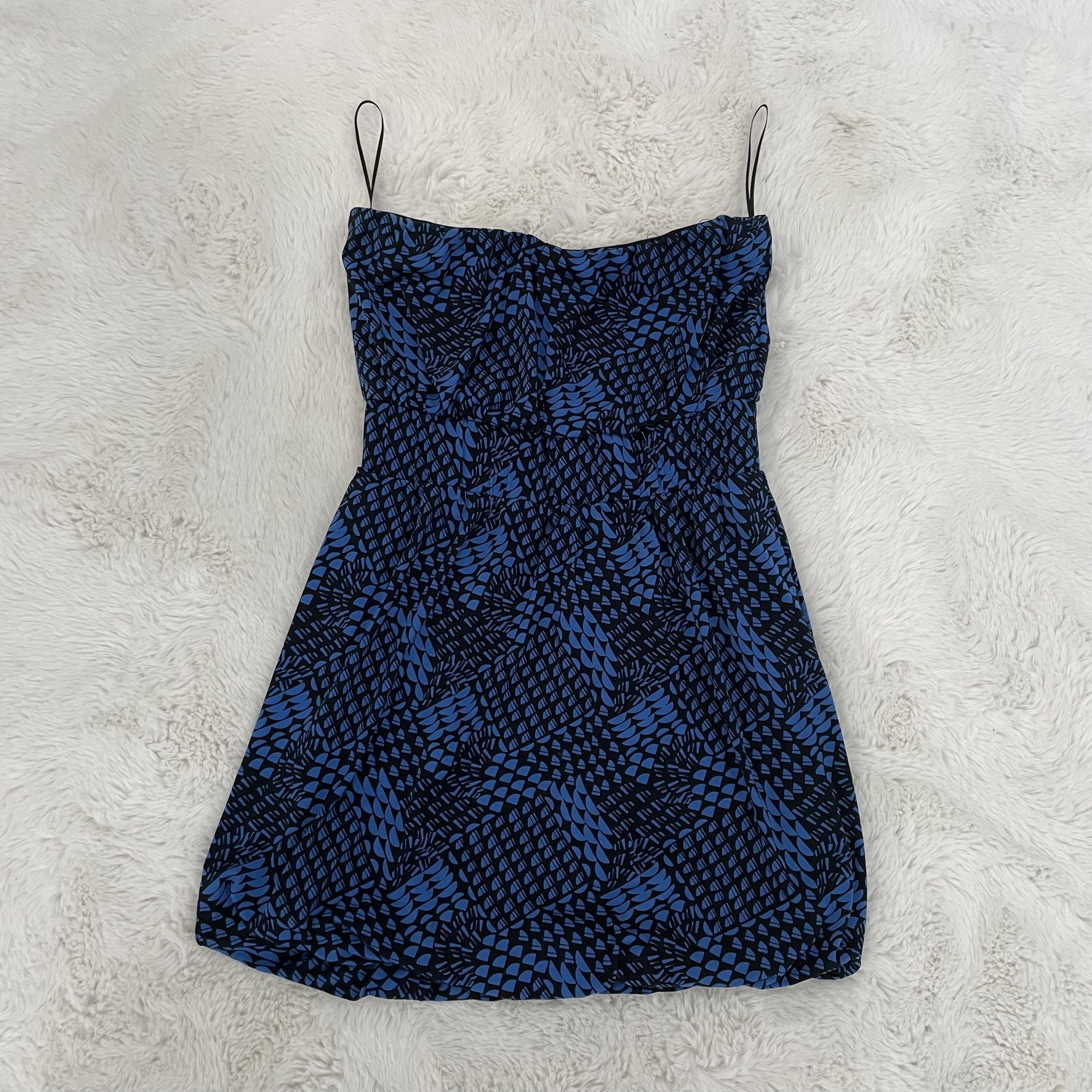 Banana Republic Dress Small Blue Strapless  Mini Stretch Geometric