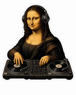 4” Mona Lisa Vinyl Dj Sticker Funny Decal Da Vinci decal Rig Car Bumper Laptop