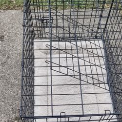 Small Black Folding Dog Crate With Divider And Bed