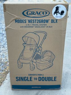 Graco Modes Nest2Grow DLX 4-in-1 Travel System with SnugRide SnugLock 35 DLX converts single to double