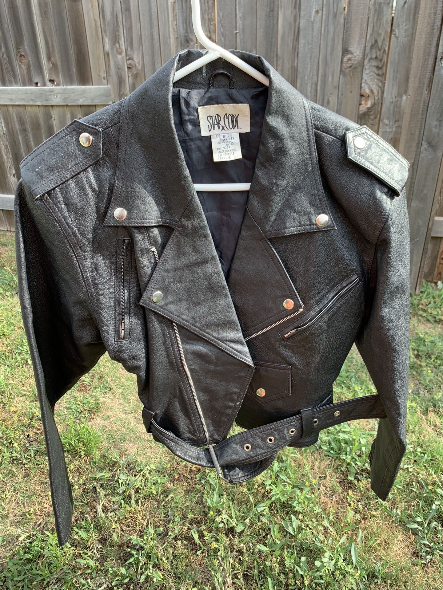 Vintage WOMANS Leather BIKER JACKET STAR CODY SIZE :Small 