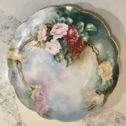 Limoges French Porcelain Hand-Painted Collectible Plate | T&V Hallmark| Excellent Condition | 13.10” Diameter