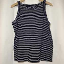 Loft Layering Tank Racerback Womens XL Navy White Stripe Career Preppy Soft EUC