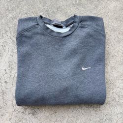 Vintage Y2K Nike Swoosh Embroidered Gray Crewneck Sweatshirt Size XXL