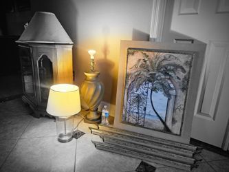 Bundle: 2 LAMPS, BEAUTIFUL LARGE FRAMED PICTURE