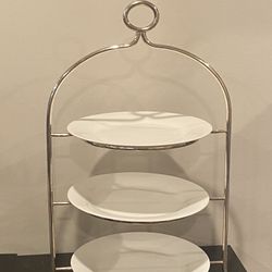 Mikasa 3-Tier Server With Silver Plated Base And Bone China Plates 
