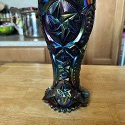 LE SMITH BLACK AMETHYST CARNIVAL VASE