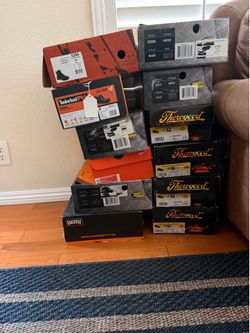 11 Brand New Work boots, 1 Brand new nike running shoe