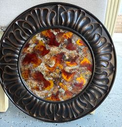 Decorative Round Plate with Abstract Resin Art