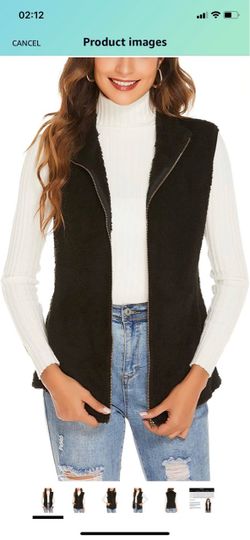 Women's Black Fleece Zip-Up Vest