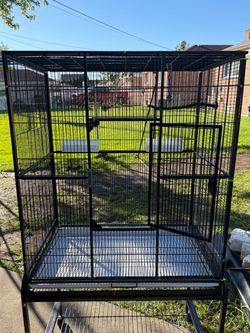 Large Black Metal Bird Cage with Stand