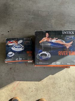 River tubes and cooler
