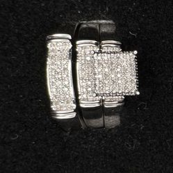 Stunning 14k White Gold Over Solid Sterling Silver O.45 Ctw Diamond 