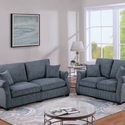 $0 Down! Sofa Set Corduroy Gray 90-100 Days Zero Interest
