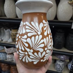 💥 Talavera Medium Flower Vase 💐🤎🤍