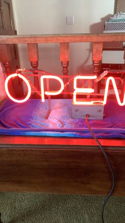 Vintage Red Neon OPEN sign