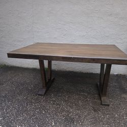 Home Furniture Outfitters  Wooden Trestle  Dining Table-64- Dark Brown Finish