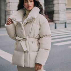 Large Beige Bomber Jacket 