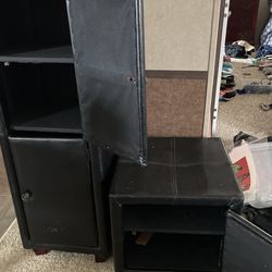 2 Pc Leather Like Stand Set Storage
