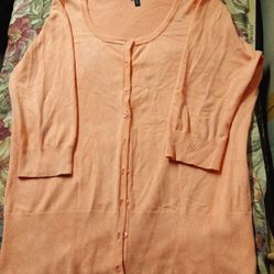 Peach Plus Size Women's Cardigan 3/4 Sleeves