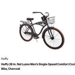 Huffy 26 In. Nel Lusso Men's Single-Speed Comfort Cruiser Bike, Charcoal 