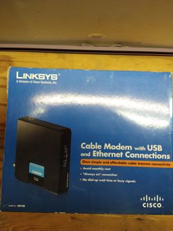 Linksys Cable Modem With USB & Ethernet Connections Cm100