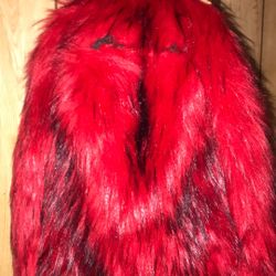 Designer Plush Bag Red Fur 