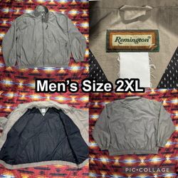 Remington Windbreaker Beige Hunting Jacket Full Zip Men’s Size 2XL Zip Pockets