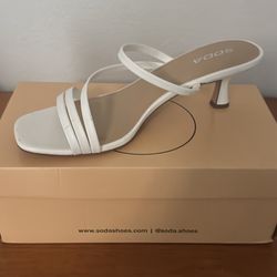 White Low Slip On Heels