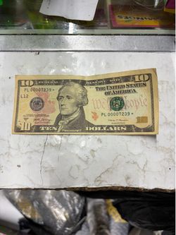 Miss-cut Series 2017A $10 Star Note Low Serial Number PL 00007239 ★
