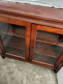 Cherry Wood Display Cabinet with Glass Doors
