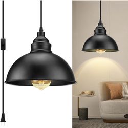 Plug in Pendant Light, 15FT Hanging Lights with Plug in Cord, On/Off Switch