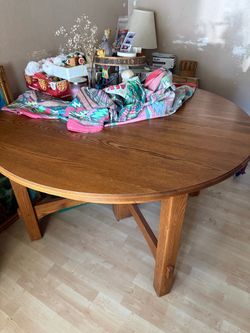 Round Oak Wood Dining set(Table & 4 Chairs)