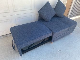 Dark Gray Fabric Sleeper Sofa with Pull-Out Bed
