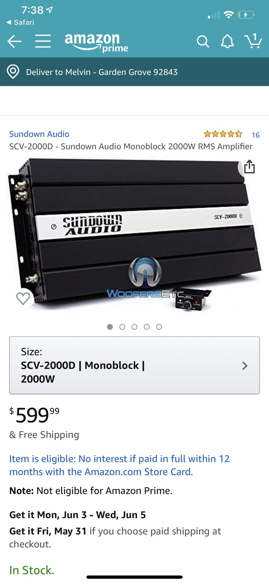 Sundown Audio SCV 2000D Monoblock Amp