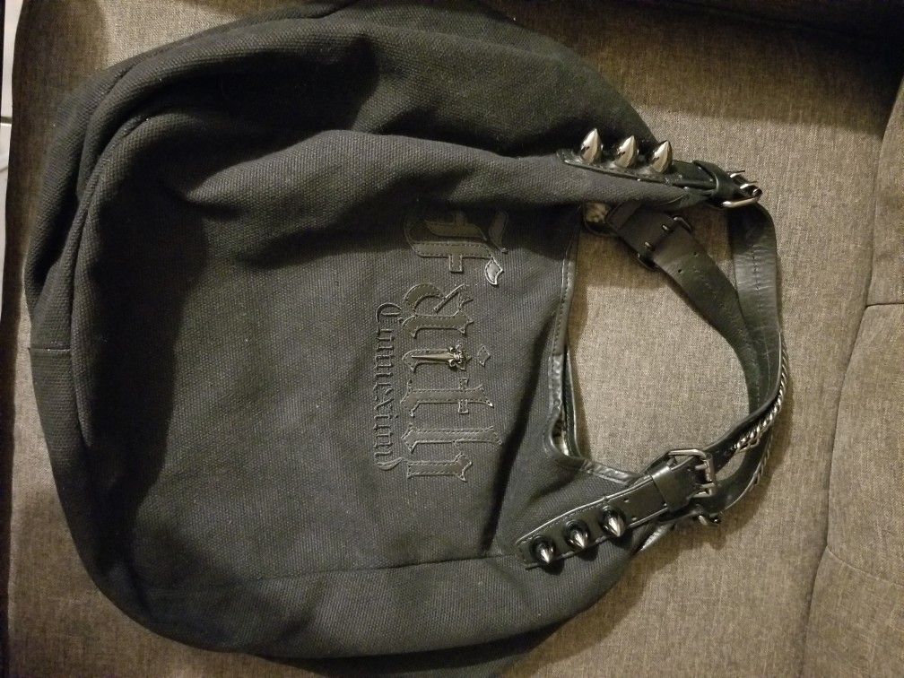 FAITH CONNEXION ITALY RARE Studded Chained Metal BLACK Hand Bag NEW Clothing