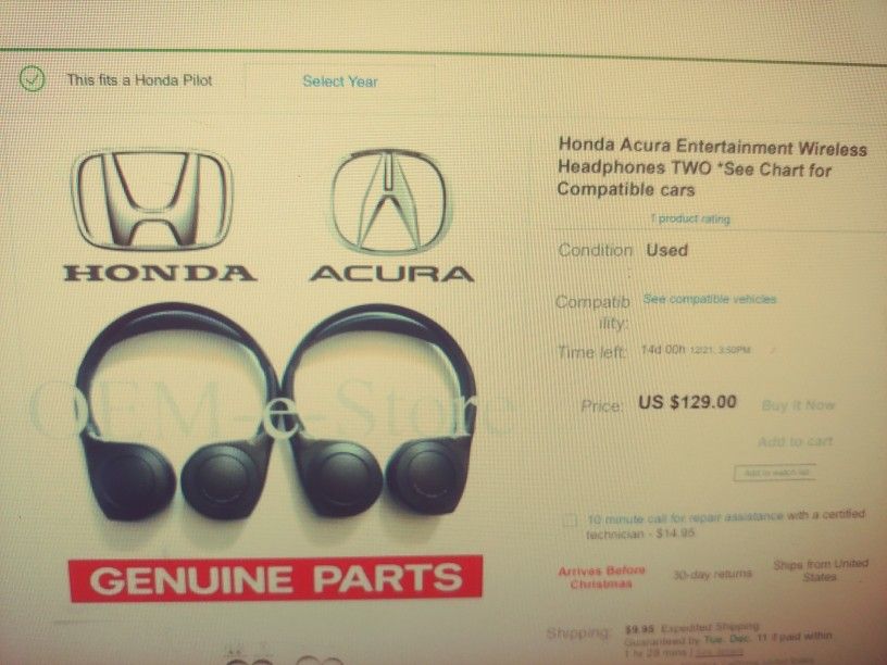 Honda Pilot Wireless Headphones