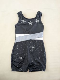 Girls Black Star Gymnastics Leotard XS 4/5