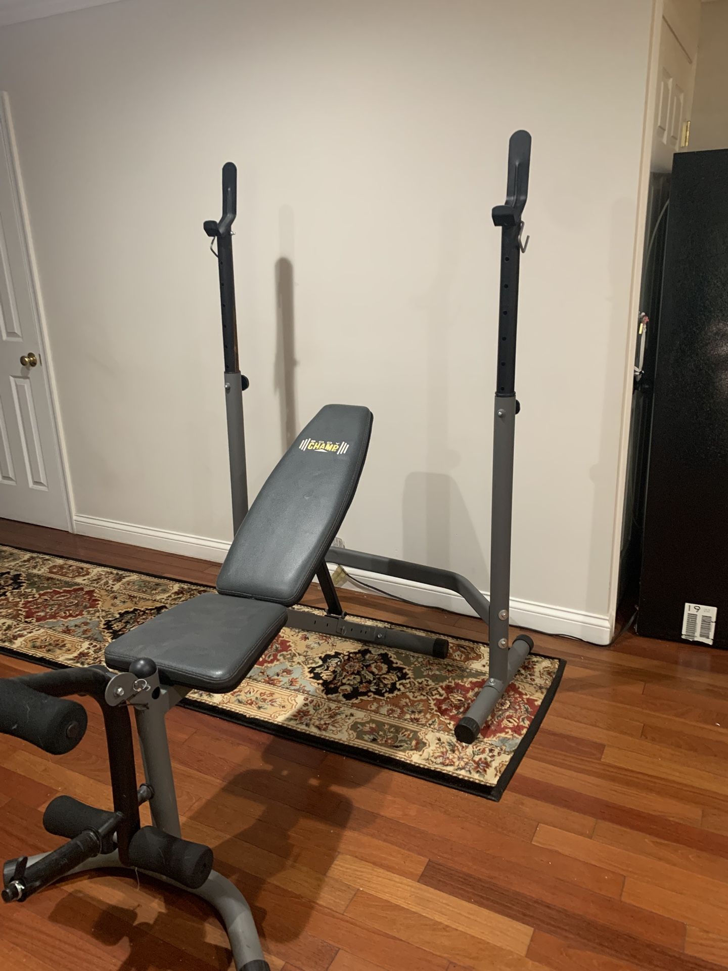 Adjustable Weight Bench With Legs Attachment And Squat Rack