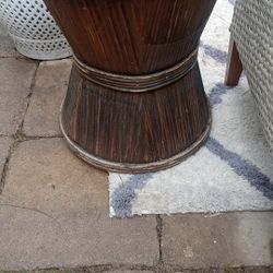 Natural Fiber Rattan Side Table Accent Plant Stand