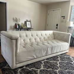 White Chesterfield Sofa (Delivery Available)