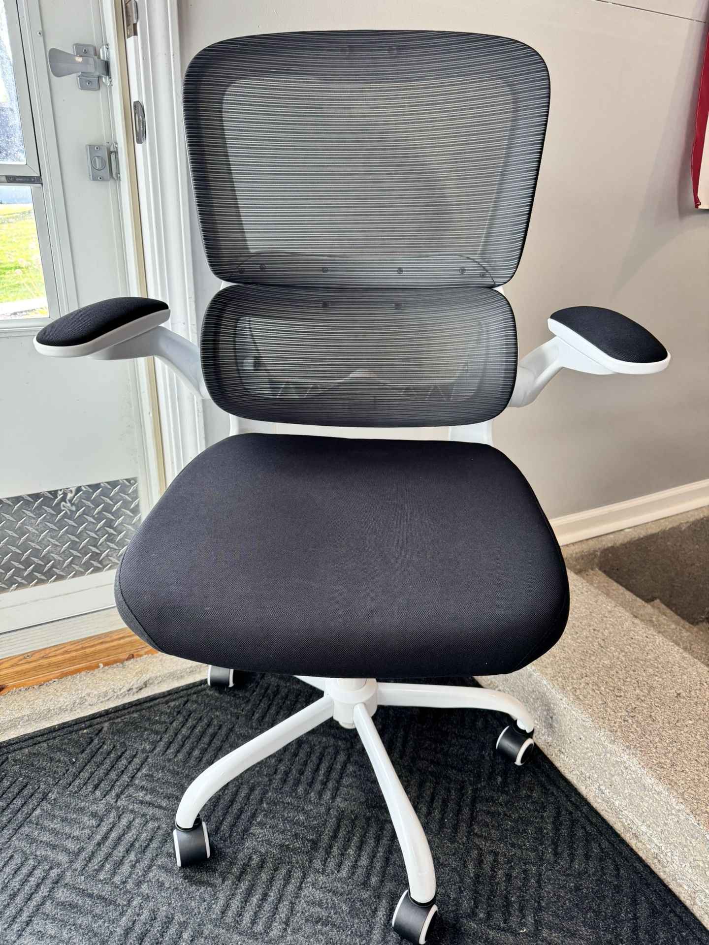 Brand New Black/White Mesh Tall Back Ergonomic Office Chair w/Flip Up Arms & Adjustable Lumbar