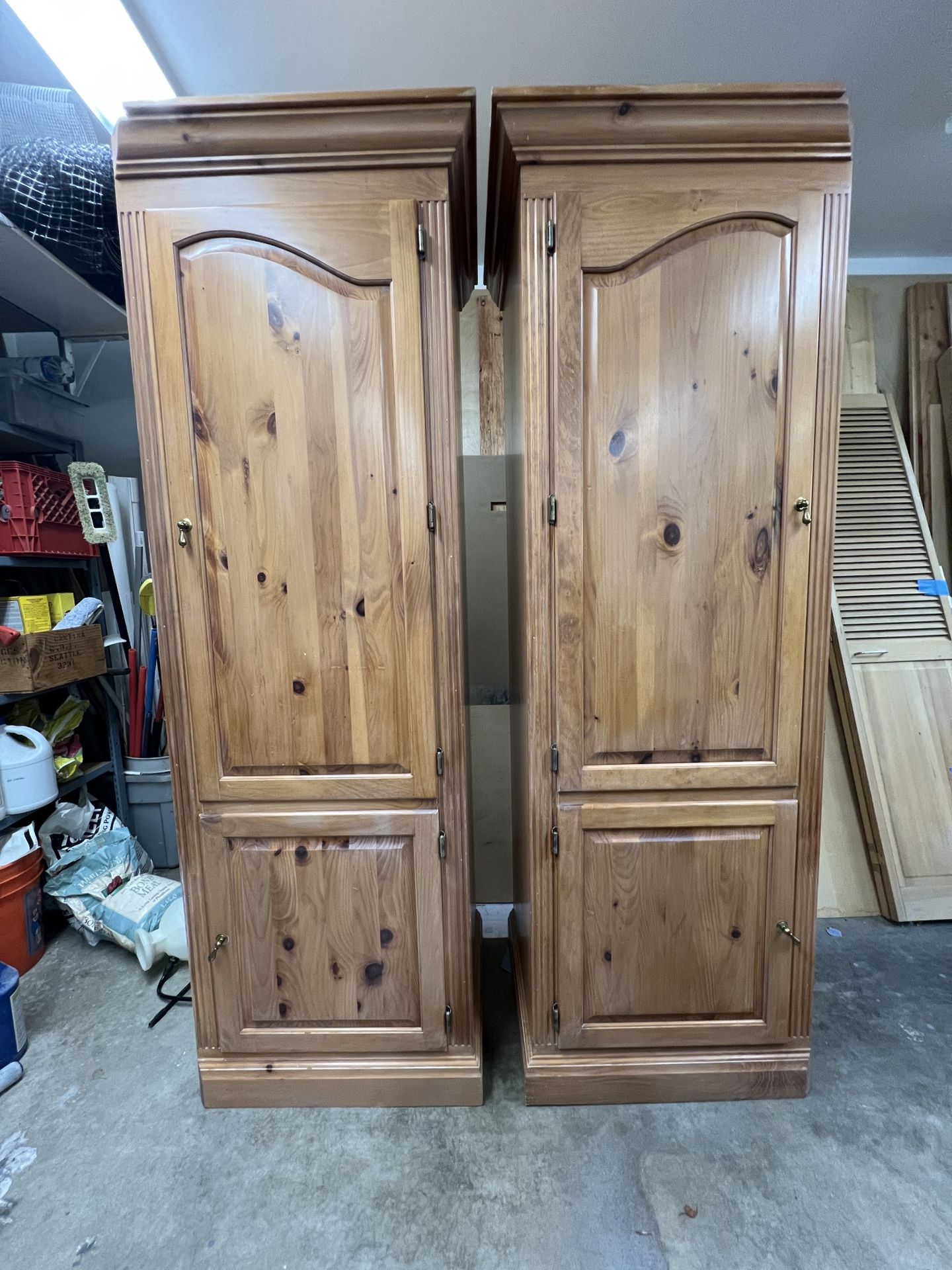 Custom Solid Teak Armoires or Modular Studio Cabinets - Set of 2 