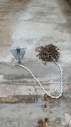 Boat Anchor with Chain and Rope