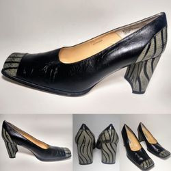 VINTAGE ESPAÑOLA 100 SQUARE TOE HEEL PUMPS 3 1/4" INCH HEEL SIZE 10C