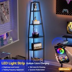 5 Tier Corner Shelf with LED Light